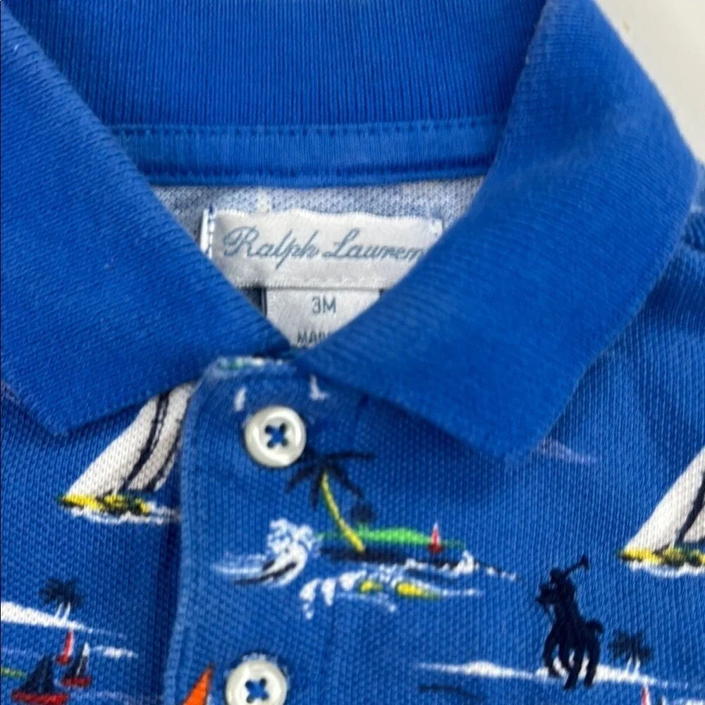 Ralph Lauren Infant Boys' Blue Nautical Polo Shirt Size 3m